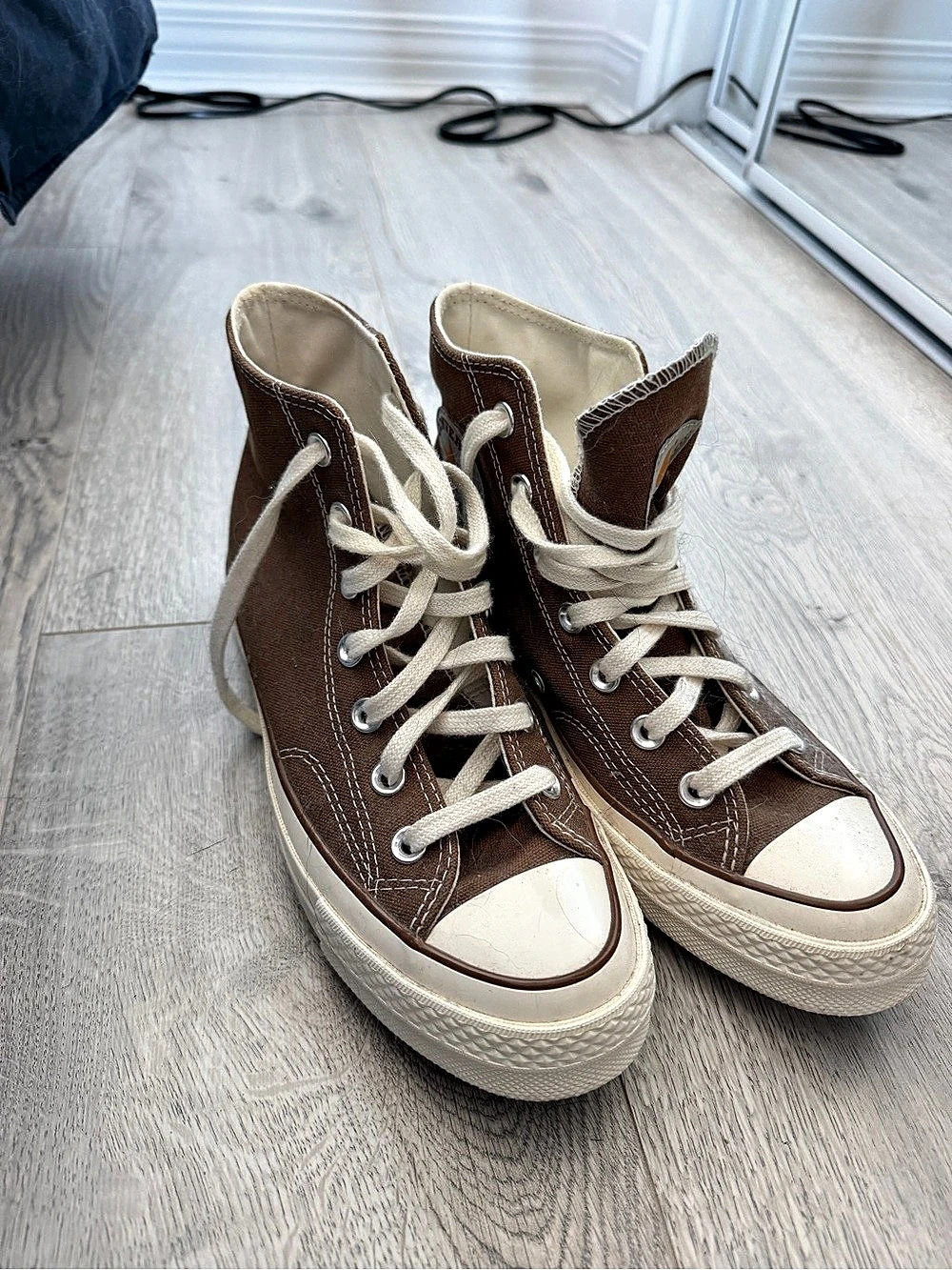 Rare!!Converse Chuck Taylor All Star High Top Sneakers Brown & White US 5 / Wome